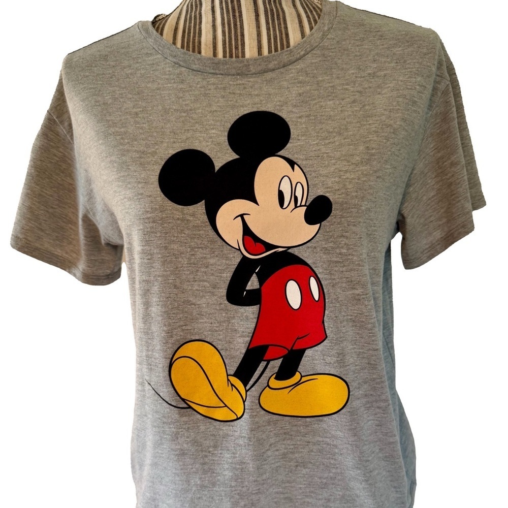 Disney Gray and Red Mickey Mouse Short Sleeve Tee